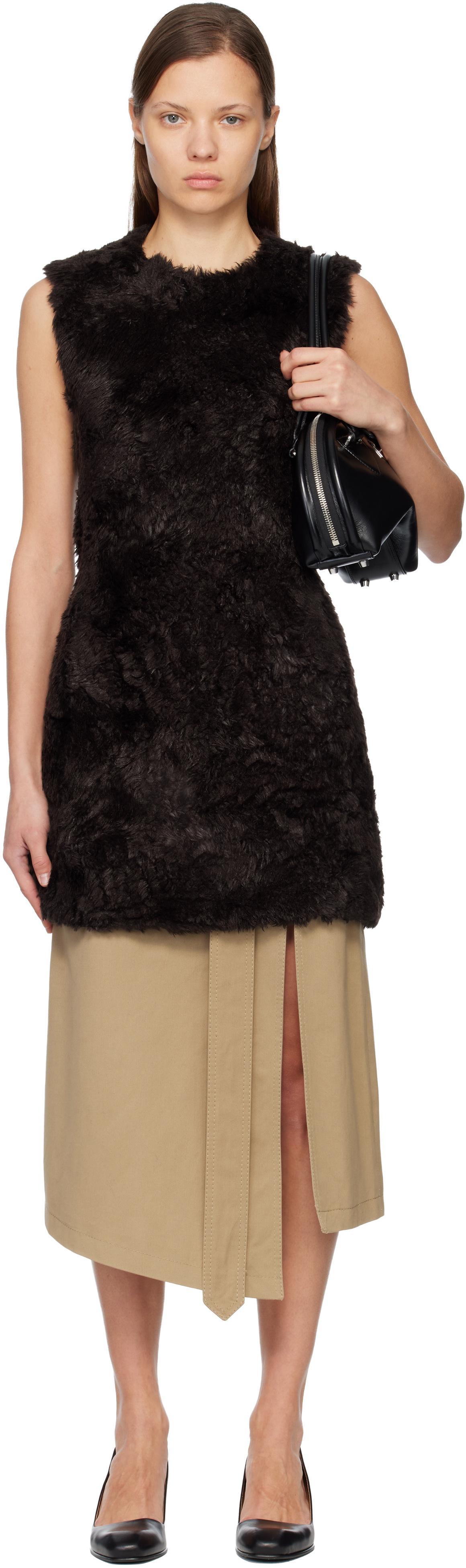 Acne Studios Brown Faux-Fur Minidress