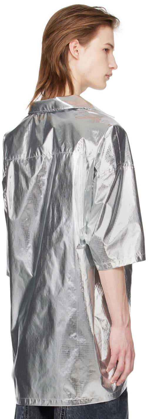 T/SEHNE Silver Asymmetric Slash Shirt
