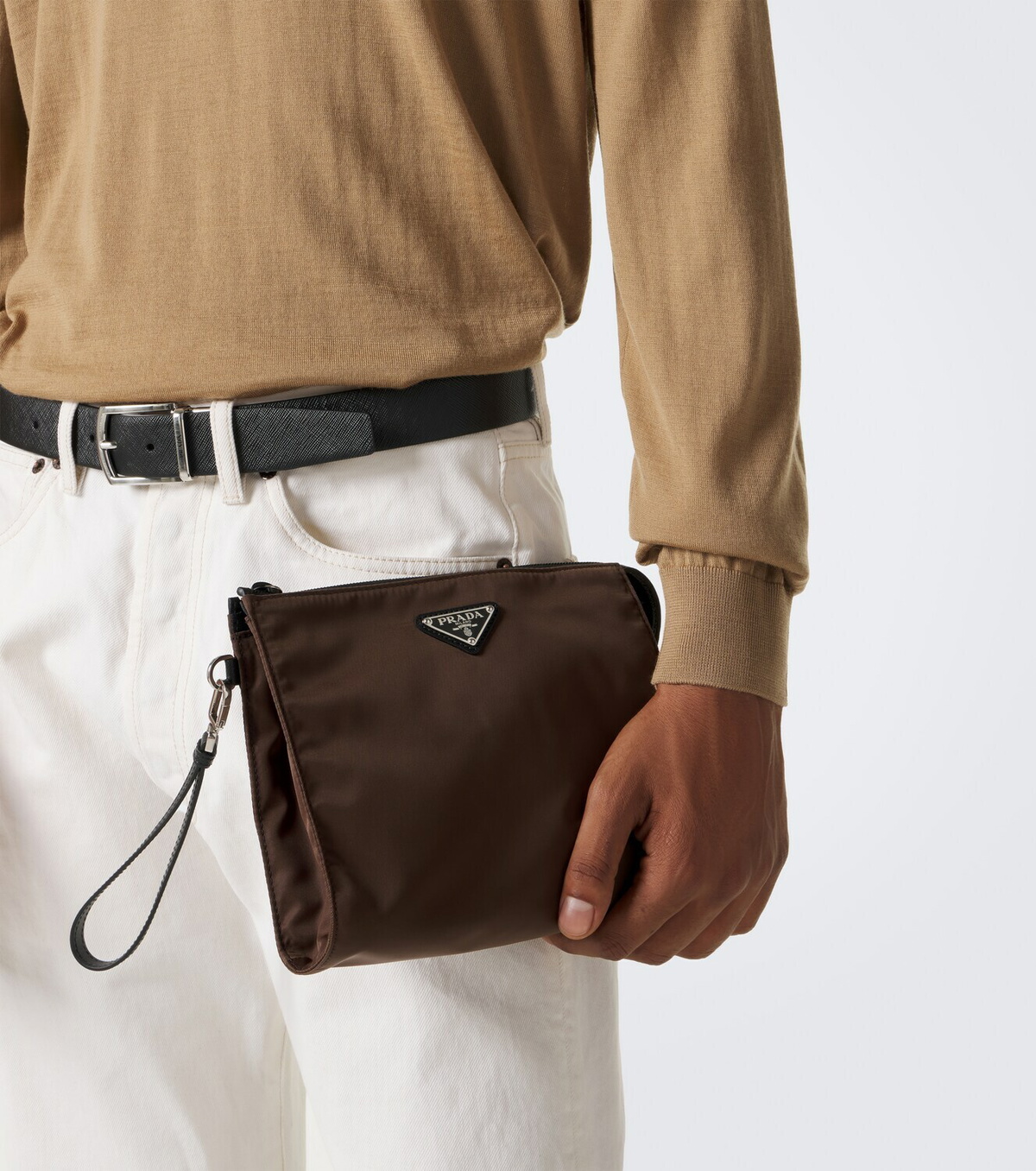 Prada Re-Nylon leather-trimmed pouch