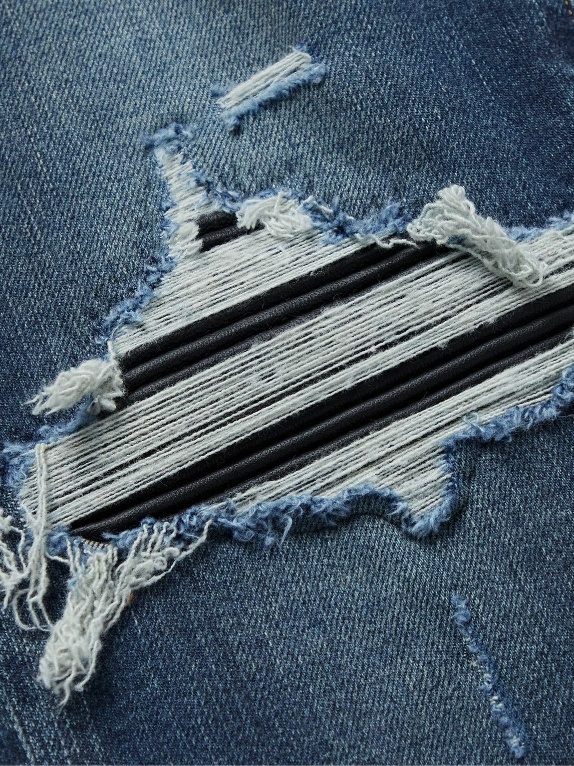 AMIRI - MX1 Skinny-Fit Panelled Distressed Jeans - Blue