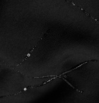 SAINT LAURENT - Slim-Fit Embroidered Loopback Cotton-Jersey Hoodie - Black