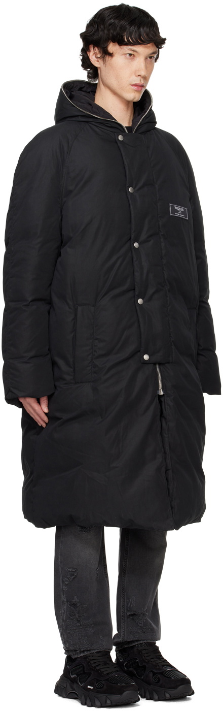 Balmain Black Long Nylon Puffer Coat Balmain