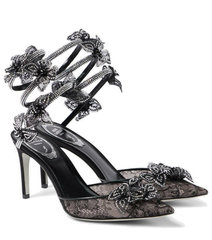 Photo: Rene Caovilla Floriane 80 embellished lace and leather pumps