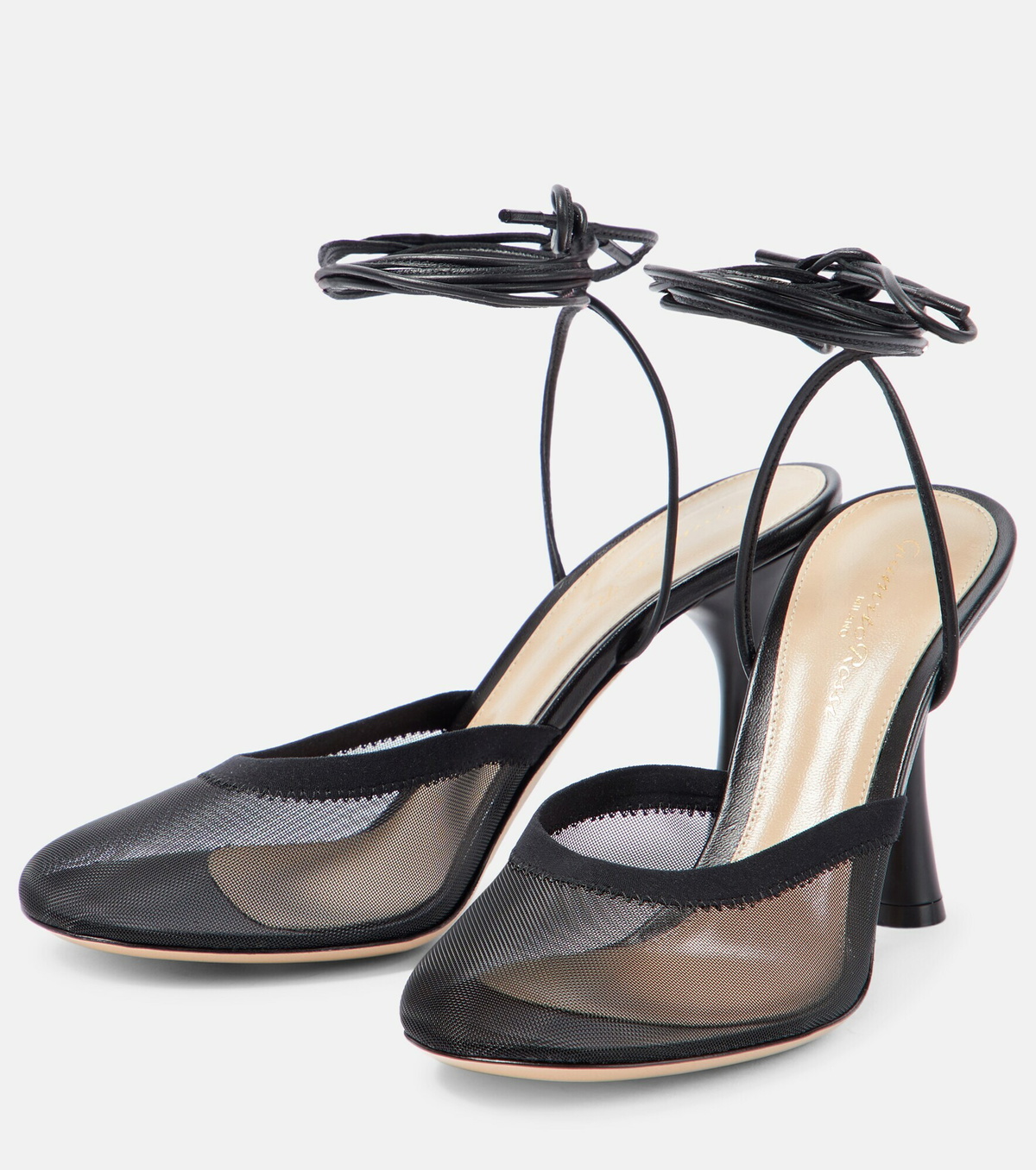 Gianvito Rossi - Leather-tie mesh sandals Gianvito Rossi