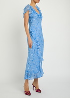 Rixo Meadow Devoré Silk-blend Maxi Dress Blue
