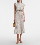 Self-Portrait Belted polka-dot pleated midi dress