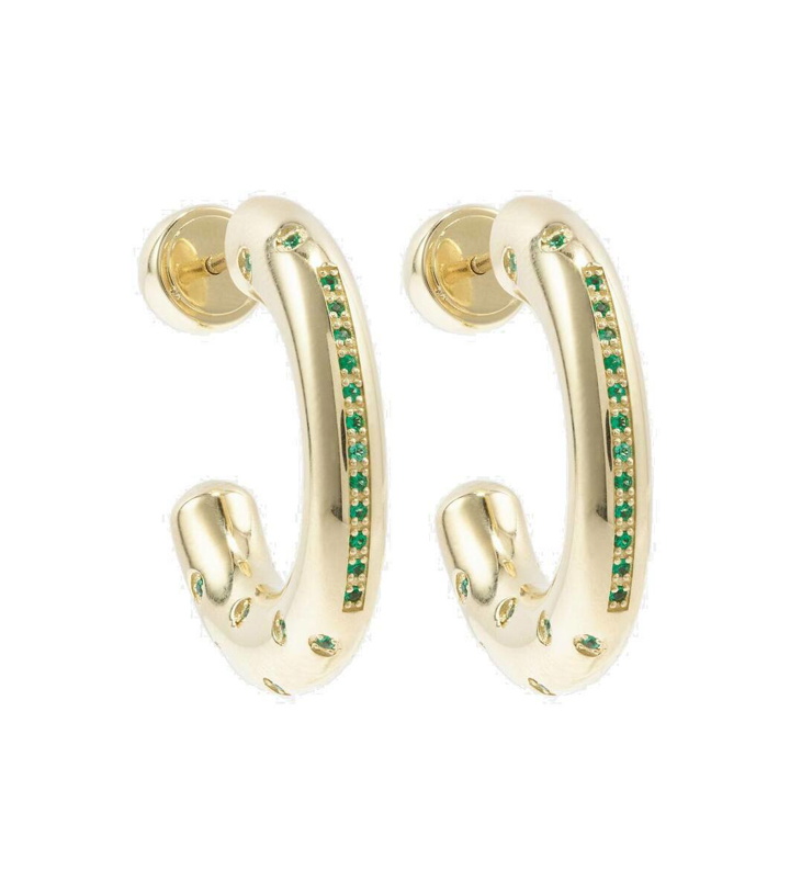 Photo: Lauren Rubinski Peggy 14kt gold hoop earrings with emeralds