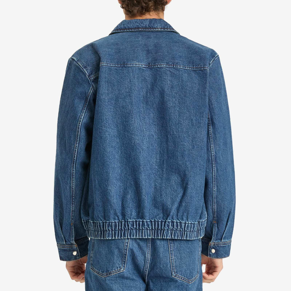 A.P.C. Men's Fabrizio Zipped Denim Jacket in Washed Indigo