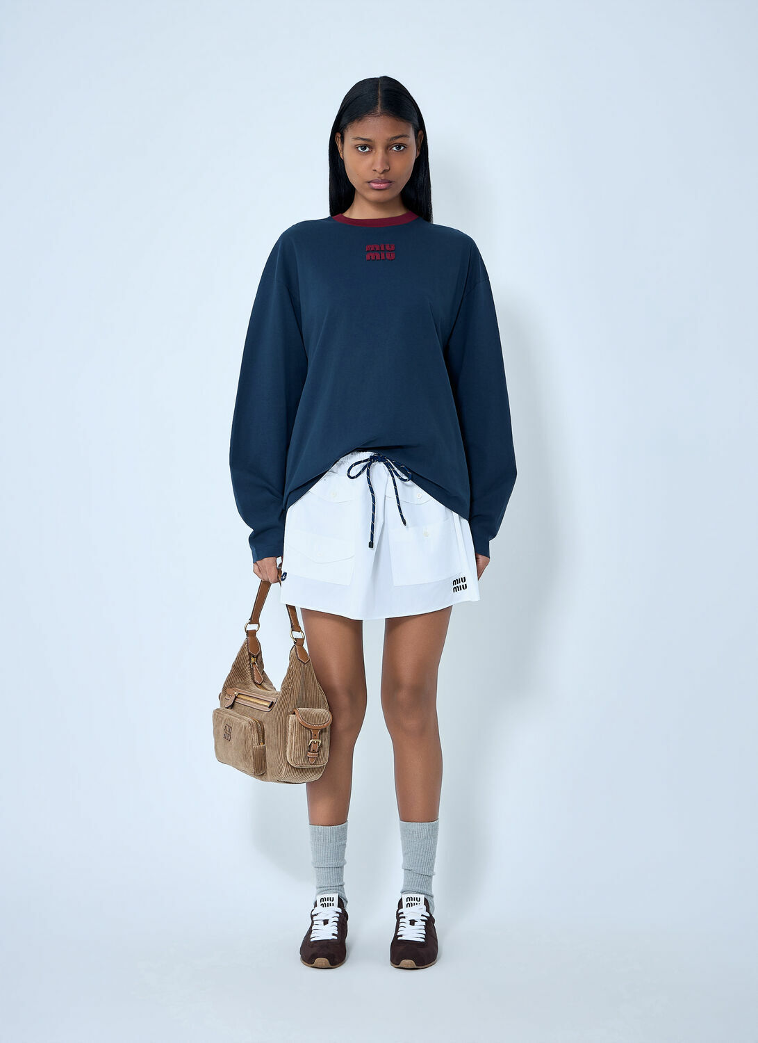 Miu Miu Cotton Jersey Sweatshirt with Logo Motif