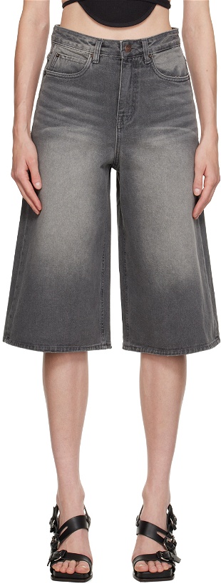 Photo: LOW CLASSIC Gray Washed Denim Shorts