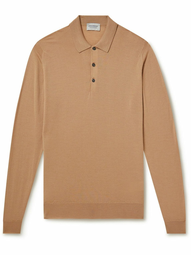 Photo: John Smedley - Belper Slim-Fit Merino Wool Polo Shirt - Brown