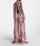 Blumarine Printed asymmetric georgette maxi skirt