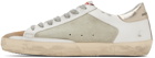 Golden Goose White & Green Super-Star Double Quarter Low-Top Sneakers