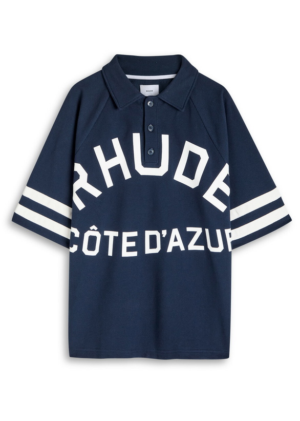 Photo: Rhude Appliquéd Piqué Cotton Polo Shirt Navy