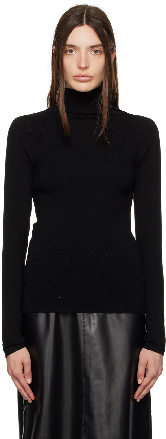 House of Dagmar Black Pinched Seam Turtleneck