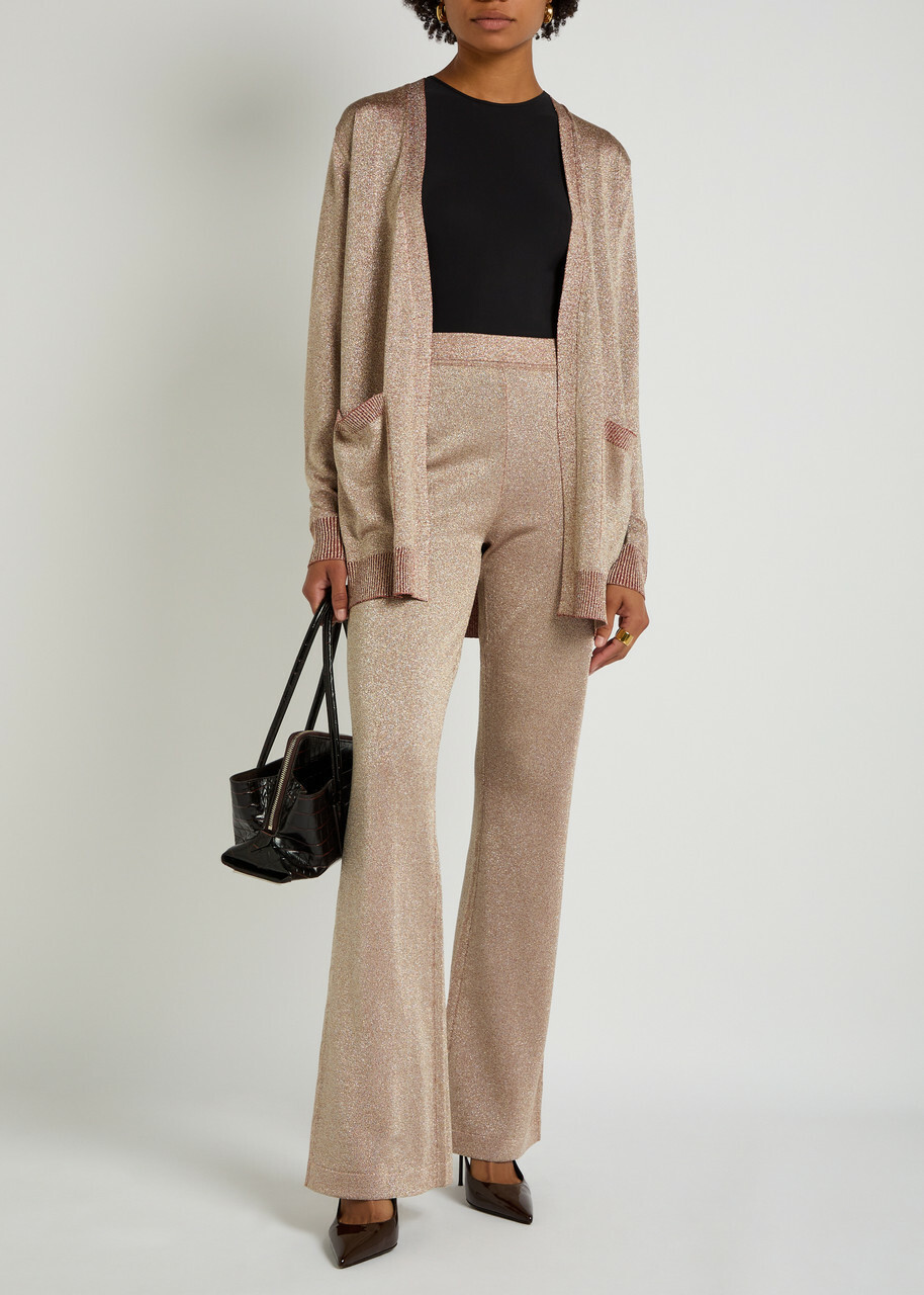 Missoni Belted Lamé-knit Cardigan Rose