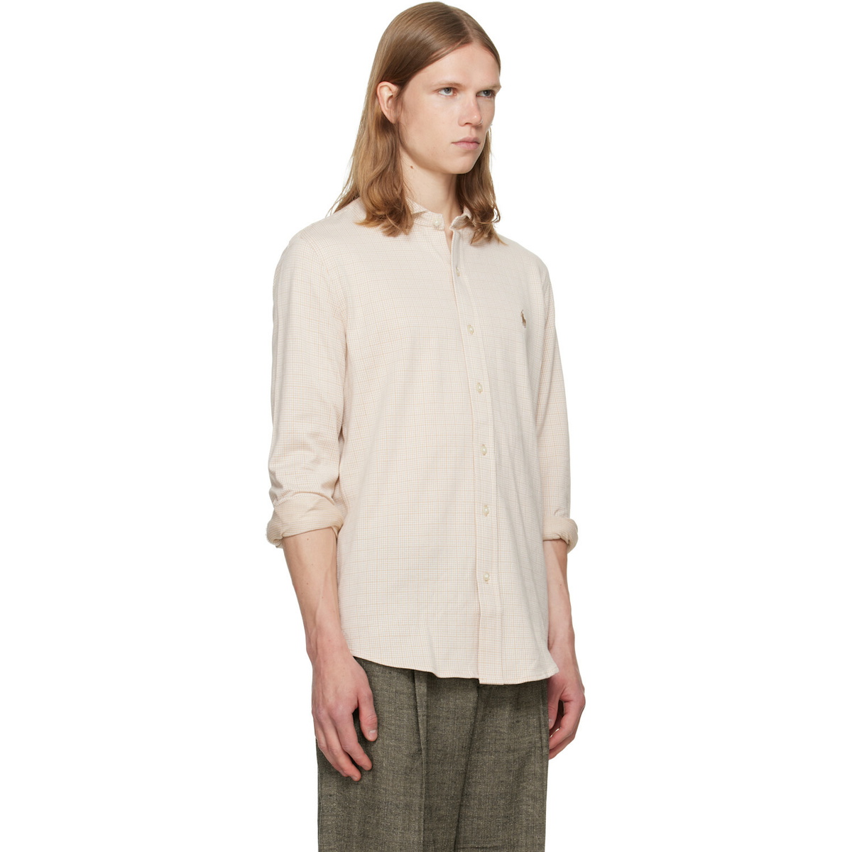 Polo Ralph Lauren Beige Jersey Knit Long Sleeve Sport Shirt