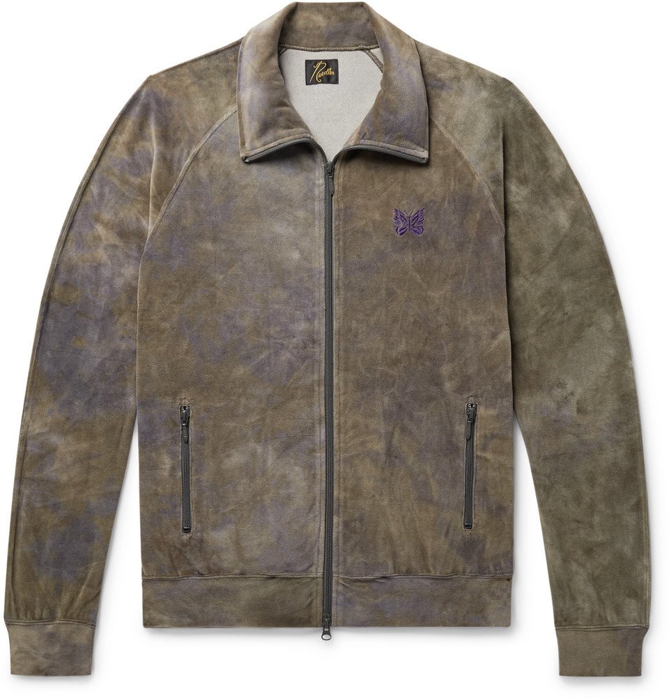 Needles - Logo-Embroidered Tie-Dyed Cotton-Blend Velour