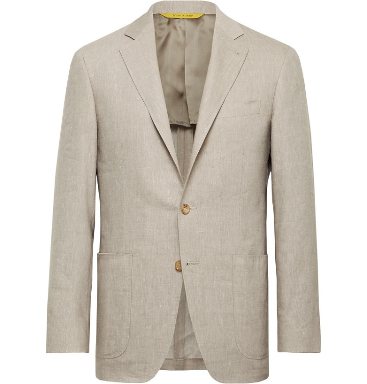 Photo: Canali - Beige Kei Slim-Fit Linen and Wool-Blend Suit Jacket - Neutrals