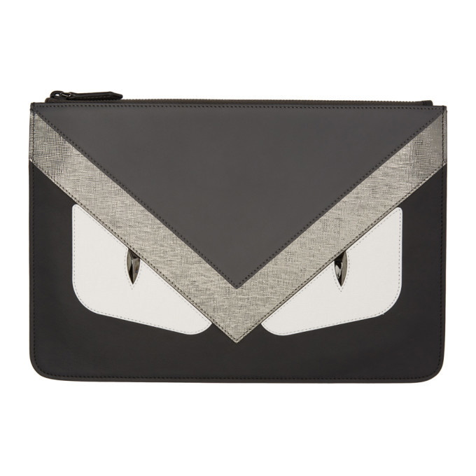 Photo: Fendi Black and Silver Bag Bugs Pouch