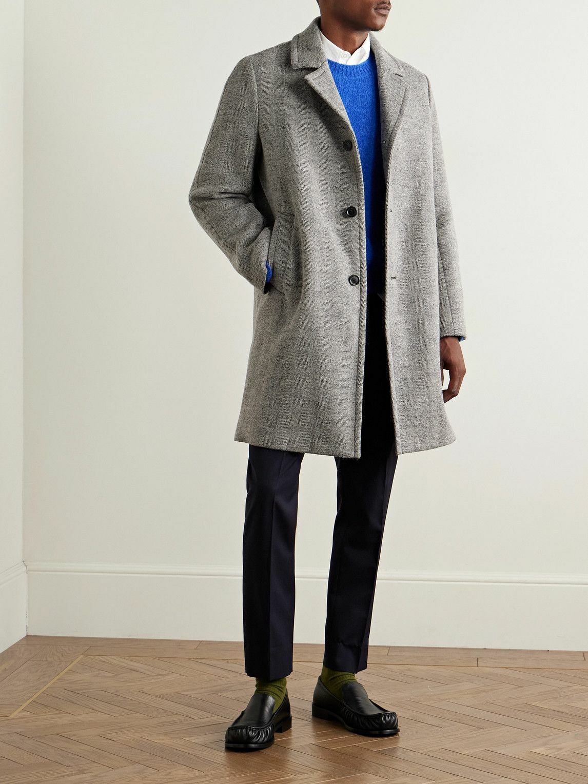 Paul Smith - Herringbone Wool-Blend Coat - Gray