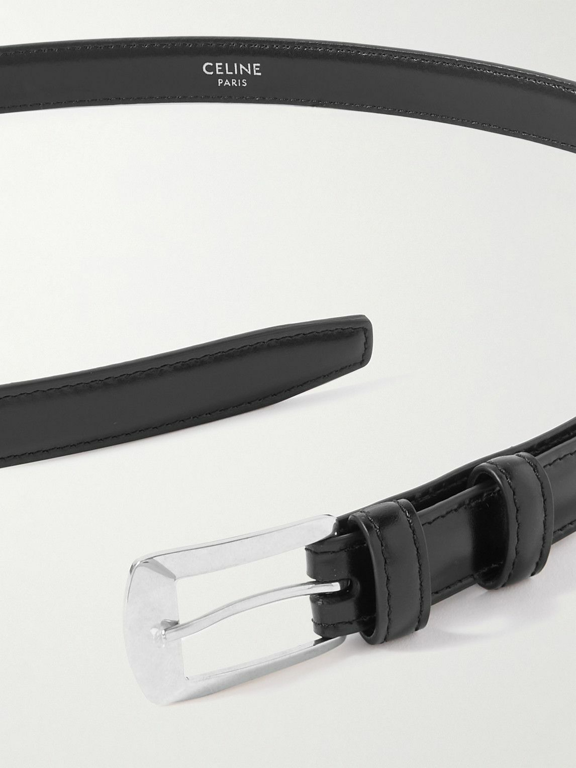CELINE - 1.8cm Glossed-Leather Belt - Black