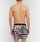 TOM FORD - Velvet-Trimmed Zebra-Print Stretch-Silk Satin Boxer Shorts - Pink