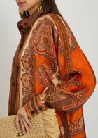Zimmermann Mohon Printed Silk Shirt Orange