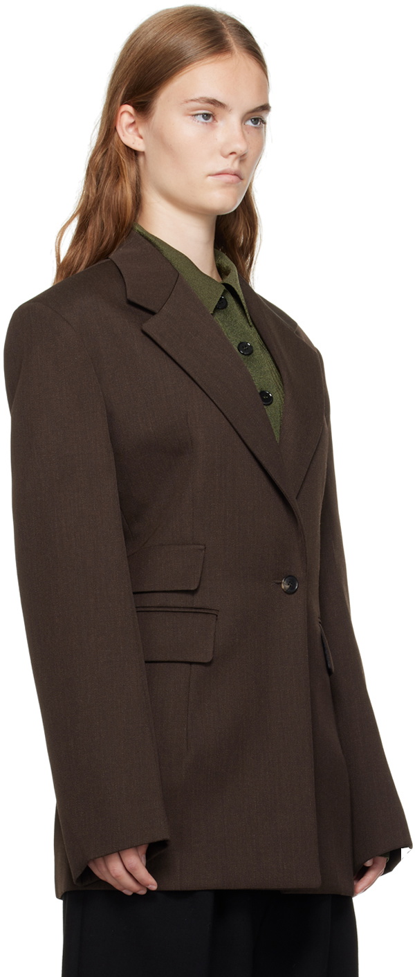 Recto Brown Double-Breasted Blazer
