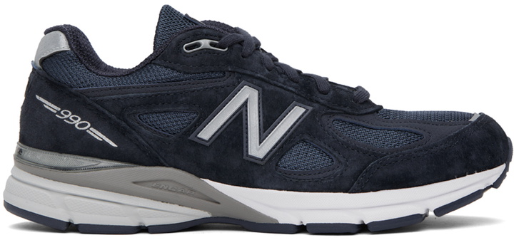 Photo: New Balance Navy Made in USA 990v4 Sneakers