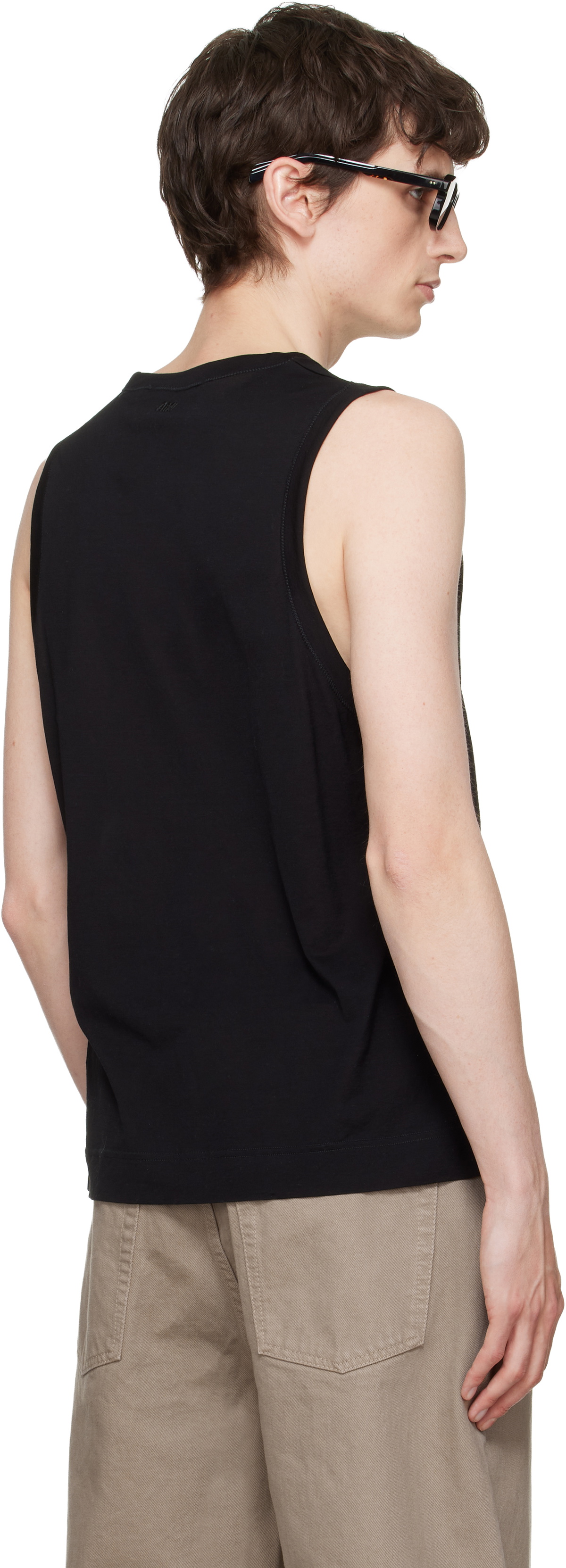 AMI Paris Black 'Ami de Coeur' Classic Fit Tank Top