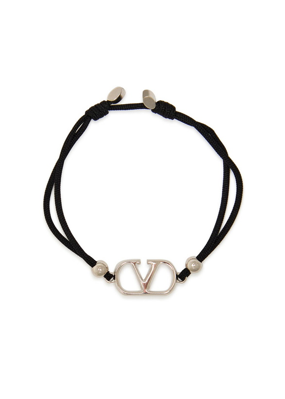 Photo: Valentino Garavani Vlogo Cord Bracelet - Black - One Size