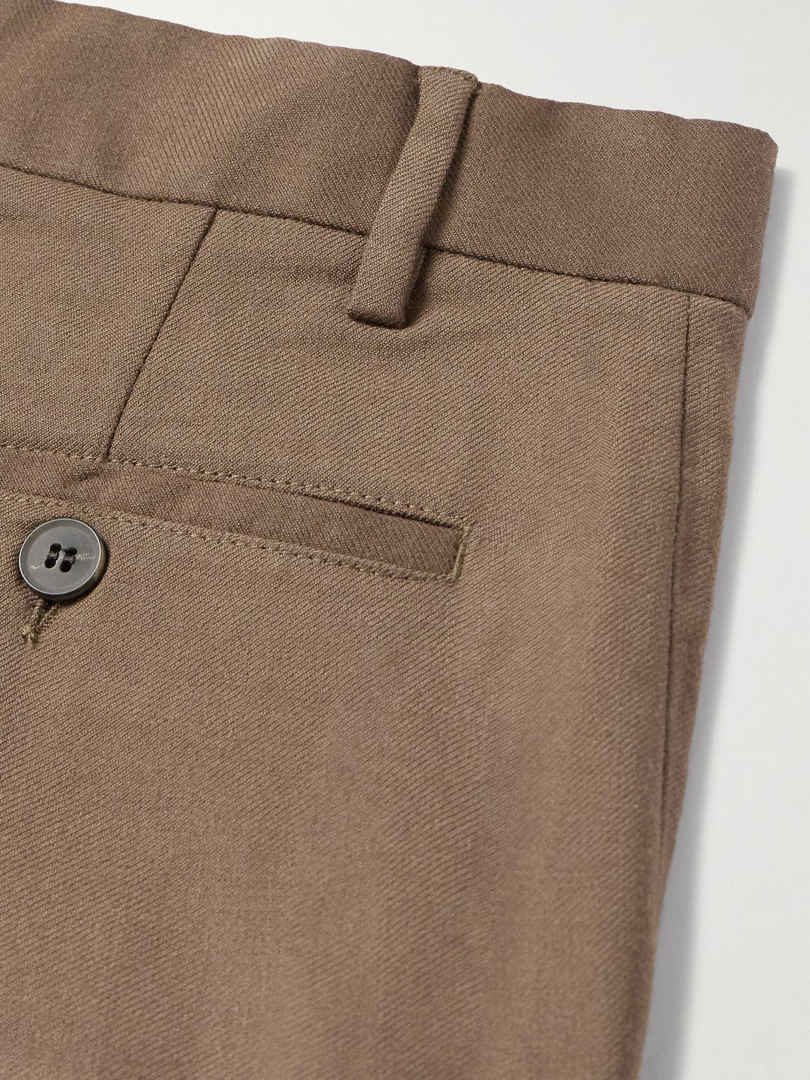 Sunspel - Straight-Leg Pleated Virgin Wool-Twill Trousers - Brown