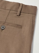 Sunspel - Straight-Leg Pleated Virgin Wool-Twill Trousers - Brown