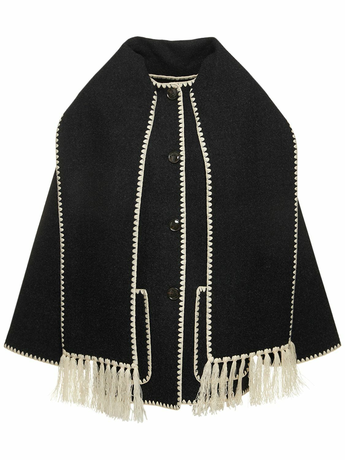 TOTEME - Embroidered Wool Blend Jacket W/scarf Toteme