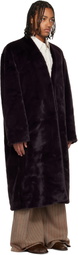 Casablanca Burgundy Shawl Faux-Fur Coat