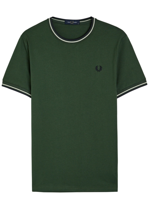 Photo: Fred Perry Twin Tipped Logo Cotton T-shirt Dark Green
