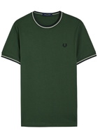 Fred Perry Twin Tipped Logo Cotton T-shirt Dark Green