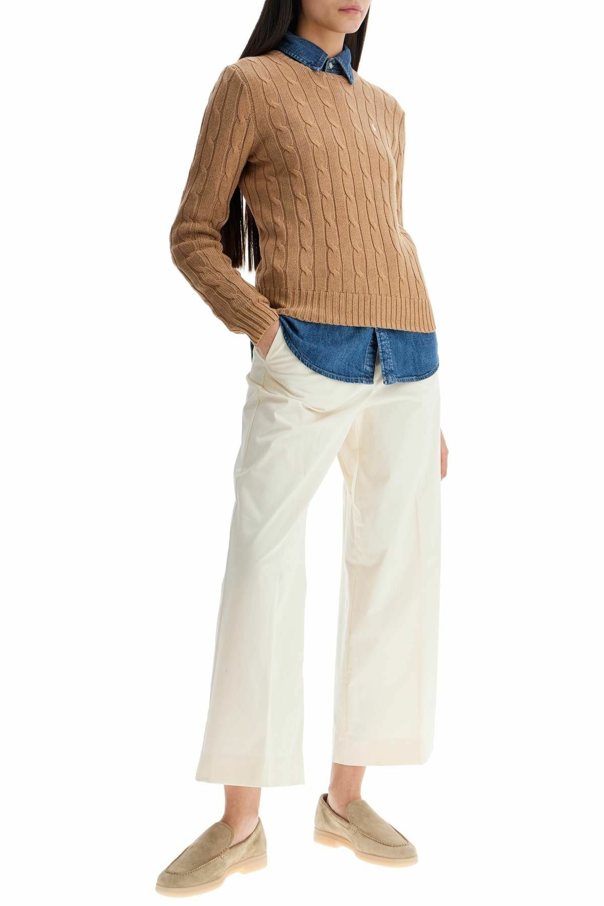 POLO RALPH LAUREN cable knit cotton sweater Beige