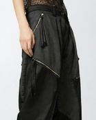 Pinko P Pants In Black Denim And Satin With Zip Limo Black