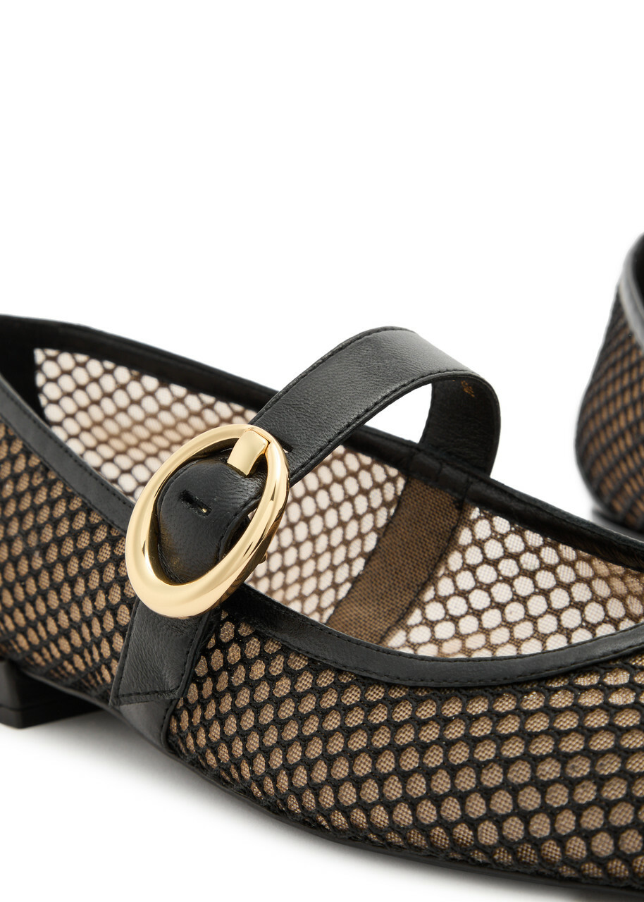 Stuart Weitzman Arabella Mesh Mary Jane Flats Black Stuart