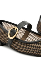 Stuart Weitzman Arabella Mesh Mary Jane Flats Black
