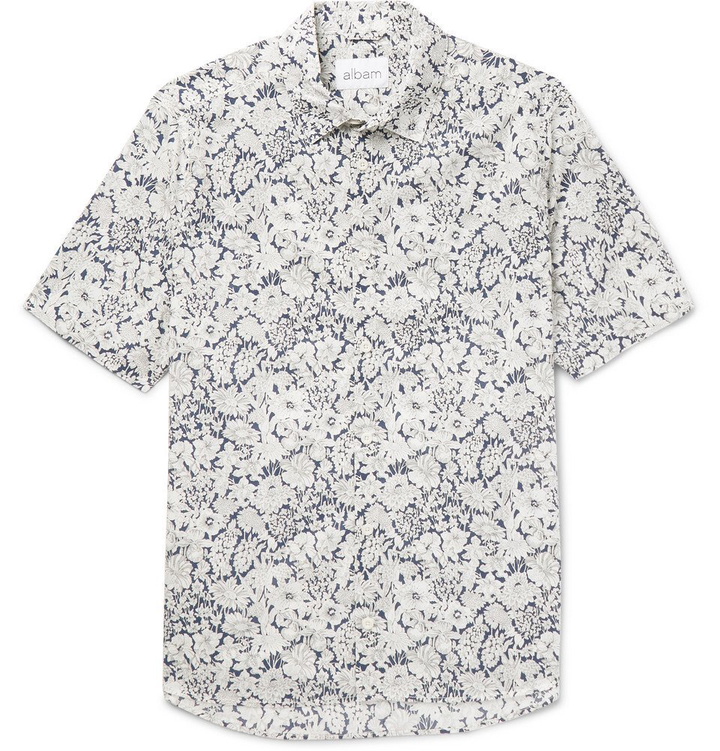 Photo: Albam - Printed Cotton-Poplin Shirt - Men - Blue