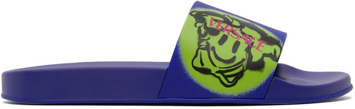 Photo: Versace Blue Spray Slides