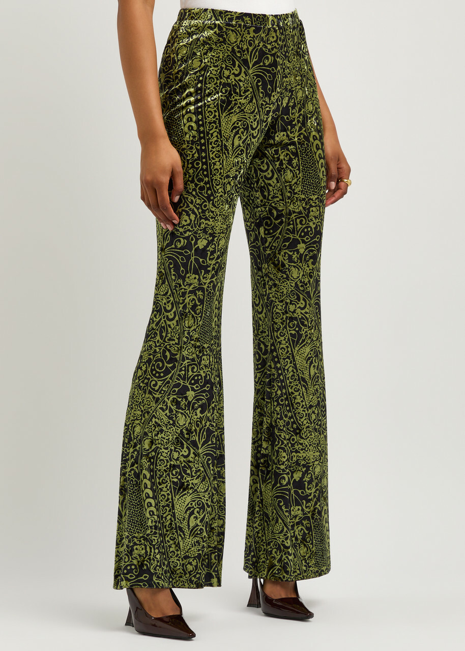 Diane Von Furstenberg Ruthette Printed Flared Velvet Trousers Multicoloured