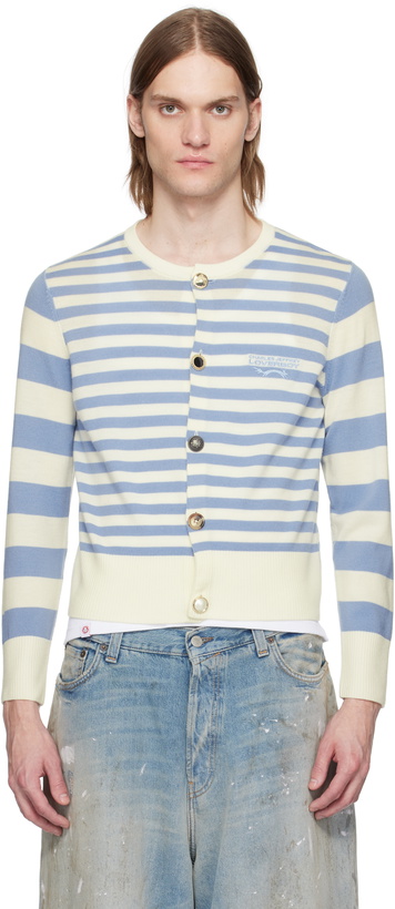 Photo: Charles Jeffrey LOVERBOY Off-White & Blue Button Down Cardigan