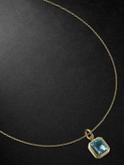 42 Suns - Large 14-Karat Gold Blue Topaz Pendant Necklace