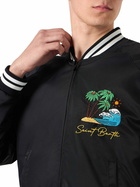 MC2 Saint Barth Man Black Jacket With Saint Barth Island Embroidery
