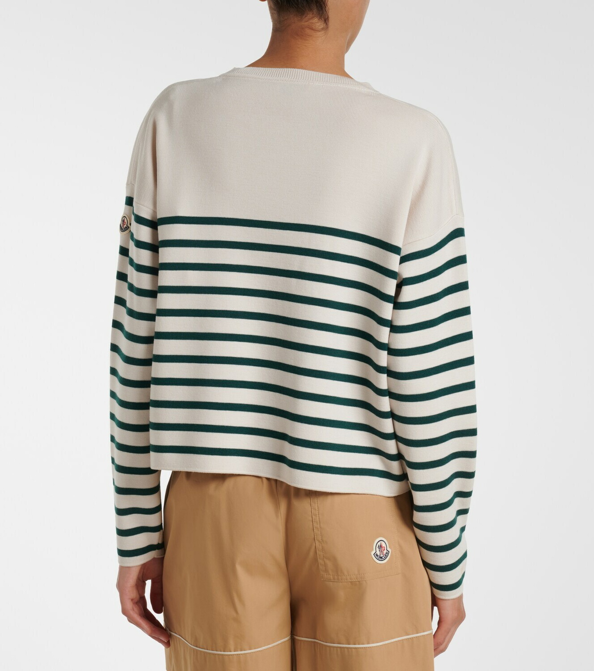 Moncler Embroidered striped virgin wool sweater