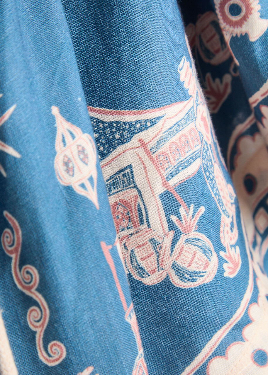 Alemais Acacia Printed Linen Shorts Blue